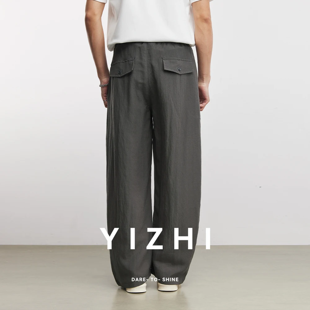 

Модные мужские льняные брюки из лиоцелла с широкими штанинами, весна-осень 2026, новые, тонкие, дышащие, быстросохнущие