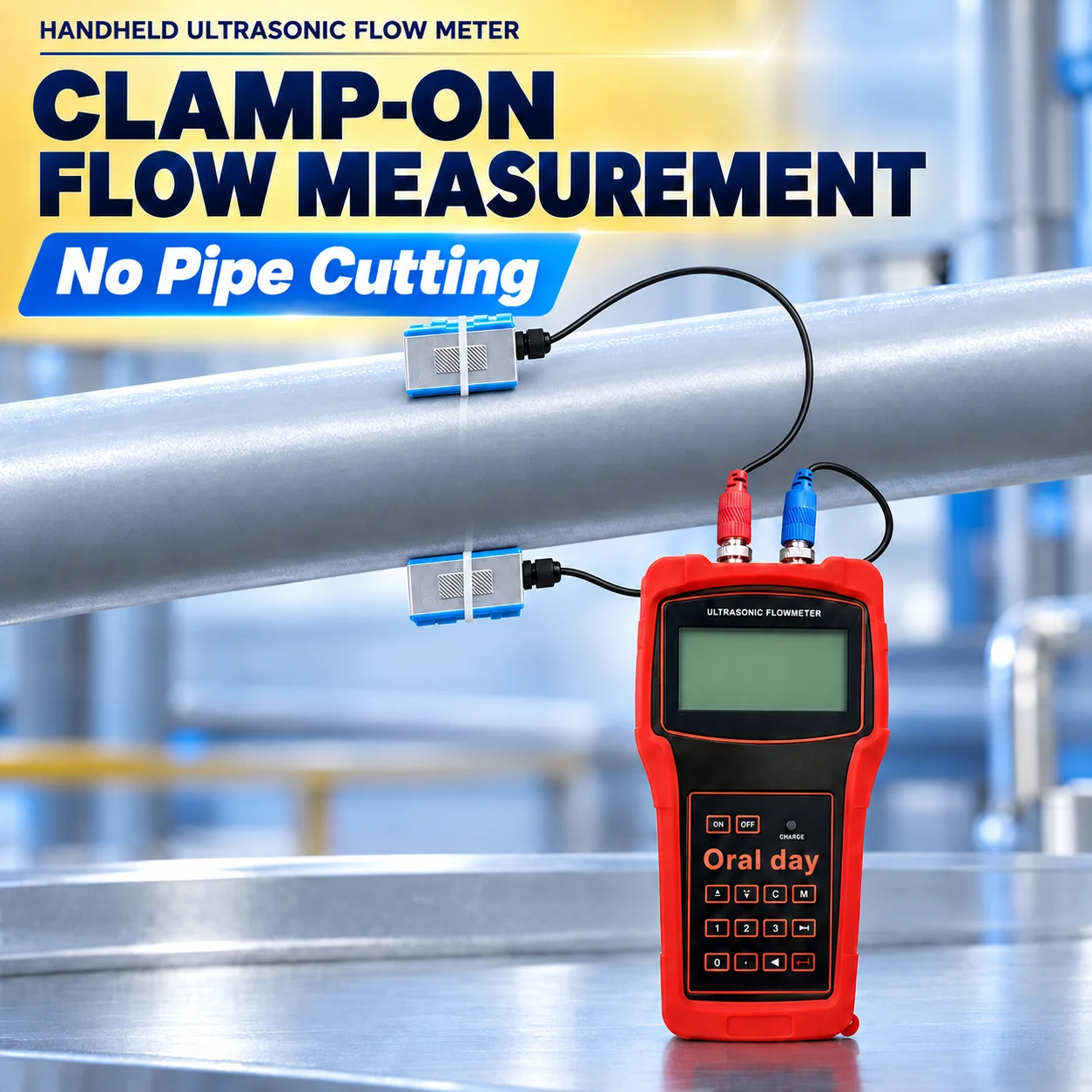 TUF-2000H Handheld Ultrasonic Flow Meter Portable Clamp-On Liquid Flow Measurement Non-Invasive No Pipe Cutting