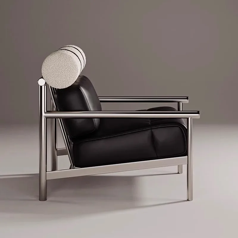 Single Chair Living Room Simple Sofa Chair Medieval Creative Stainless Steel Lounge Chair Negotiation