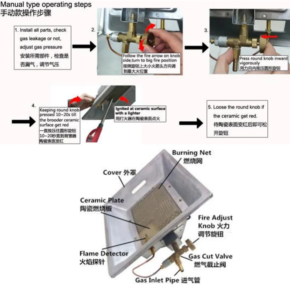 1 Pc Infrared Poultry Gas Heater Brooder Chicken House Gas Brooder Automatic Chicken Heater Brooder Breeding Equipment