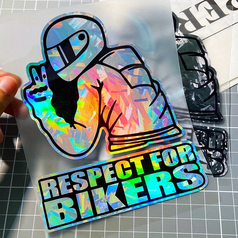 1 STÜCK RESPEKTIEREN FÜR BIKERS Motorrad Aufkleber Wasserdicht für Motorrad Frontverkleidung Auto Heckstoßstange Elektroroller Vinyl Aufkleber