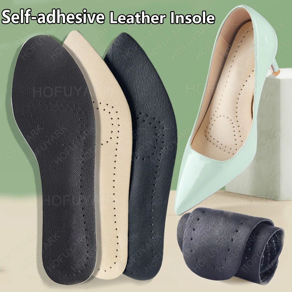 

2Pcs Leather Self-adhesive Insoles for Women's Sandals Anti Slip Breathable and Sweat-absorbent Shoes Pads High-heel Shoe Insole