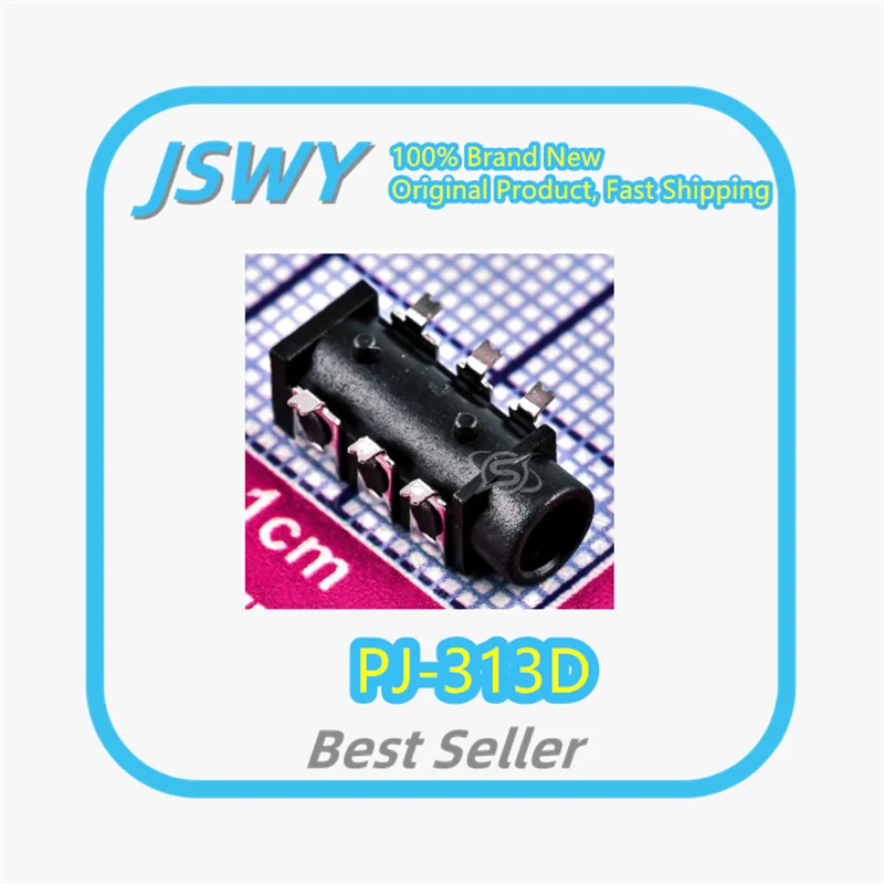 (10/50 pieces) PJ-313D SMD 6-pin surface mount headphone jack/audio connector, brand new and original.
