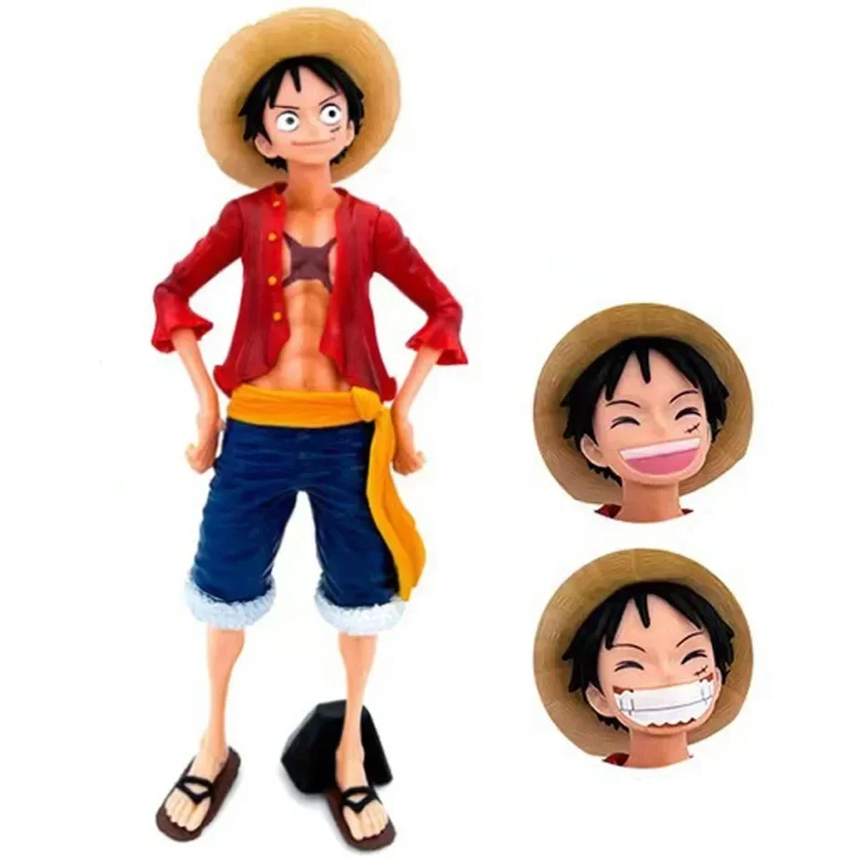 28cm jednoczęściowy Anime rysunek niepowiec buźka Luffy trzy formy zmiana twarzy lalka figurka Model zestawy zabawek