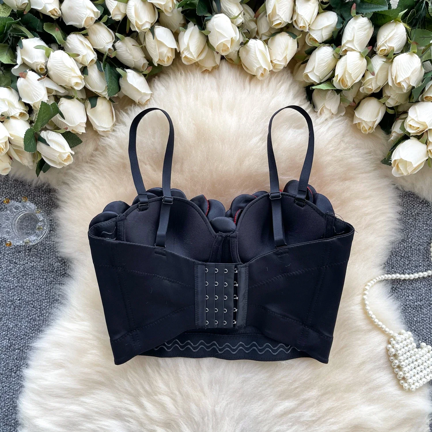 Chic Vintage Bustier Three-dimensional Flower Tank Top Korean Fashion Summer Beach sleeveless Women Sling Crop Top