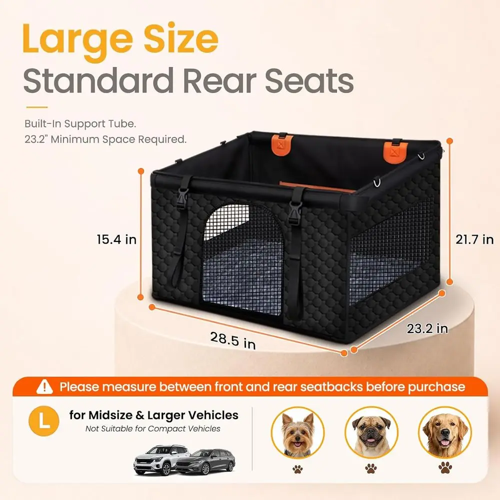 Dog Car Seat Cover with Bed Mat & Seat Extender - Waterproof, Ideal for Medium to Large Dogs in Cars, SUVs, and Trucks