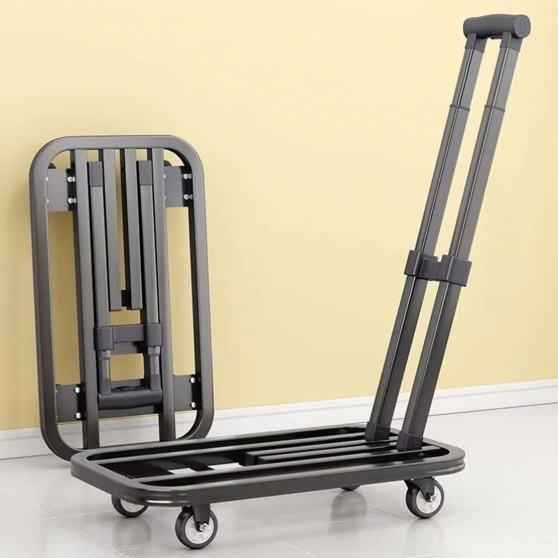 hand-pulled-shopping-cart-portable-stainless-steel-flatbed-truck-compact-cargo-hand-truck-foldable-utility-vehicle