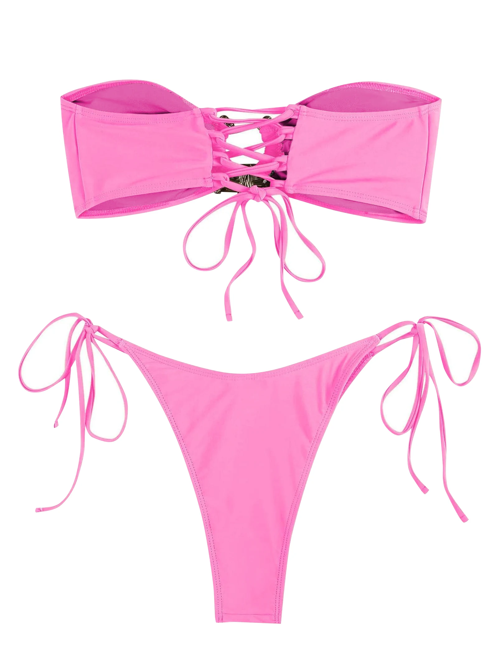 حلقة معدنية العصابة بيكيني مجموعة التعادل الجانب ثوب السباحة عالية قطع 2 قطعة ملابس السباحة انقطاع ملابس السباحة