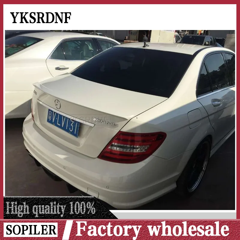 For Mercedes Benz W204 Spoiler 2008-14 C180/C200/C230 C-class spoiler High Quality Carbon Fiber Car Rear Wing Color Rear Spoiler