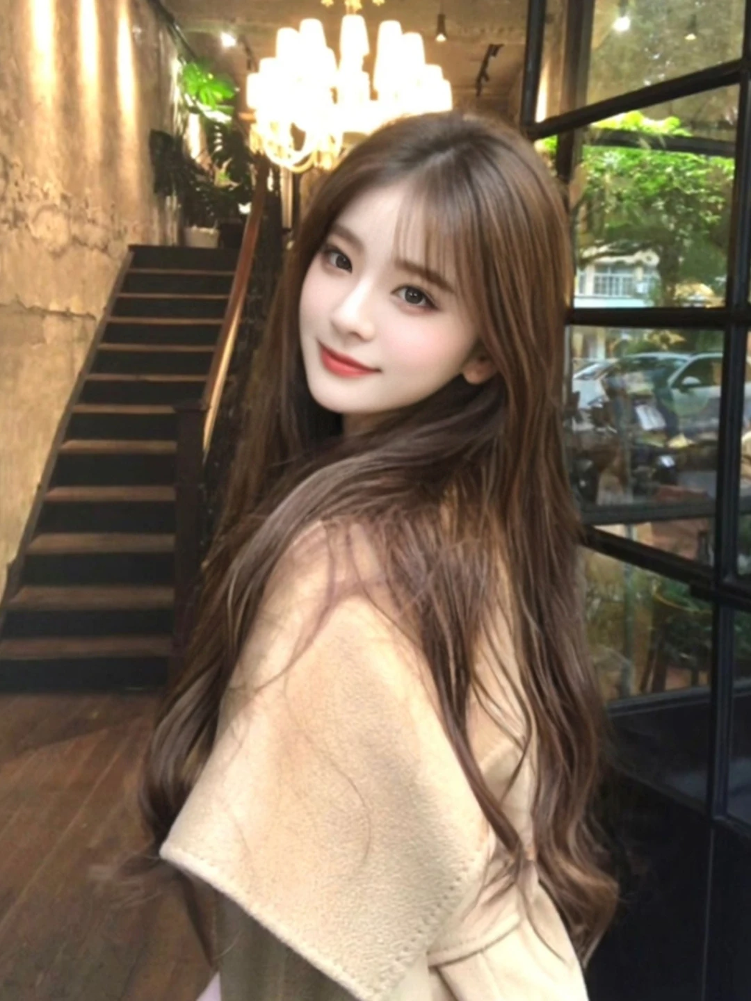 

Ele Long Coat Jaet Women's Faionable Sli Personali Big Collar Windbreaker Commute Korean Sle Cotton