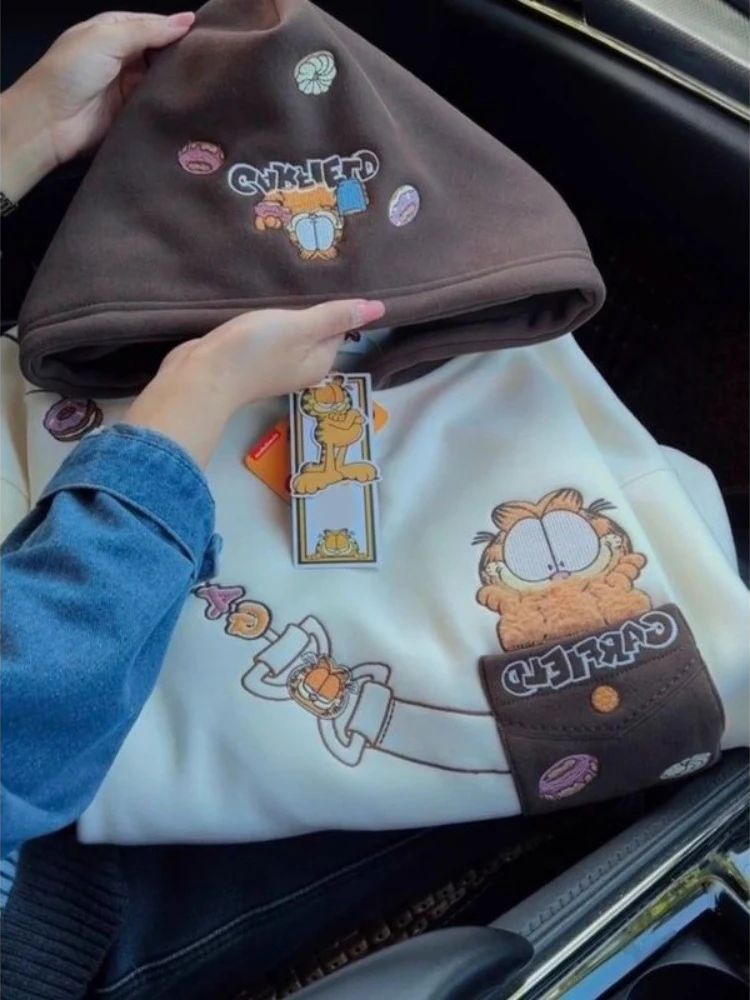 Felpa con cappuccio ricamata dolce vestibilità ampia ex Primavera Autunno College Sle Top Design Sensation Anti-età Faion