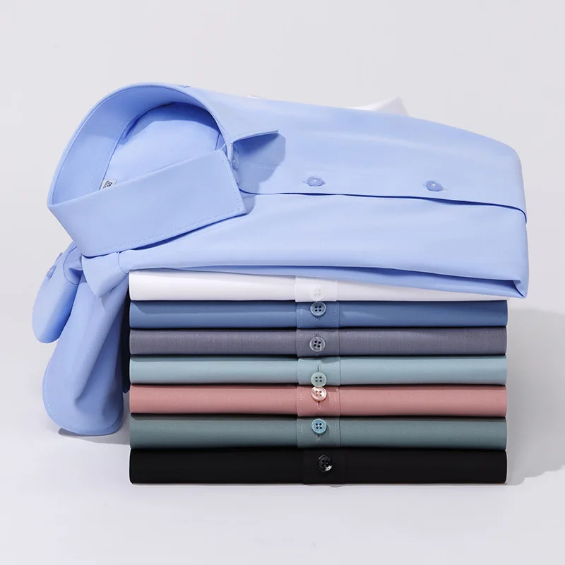 Quality Anti-Wrinkle Men Shirt Long Sleeves Dress Shirts For Men Slim Fit Camisa Social Business White Office Shirt 7XL 8XL 9XL