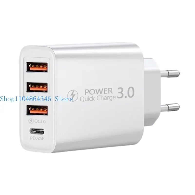 652F Fast Speed 4 Port European Travel Type C To EU Adapters Multiple Device Charging