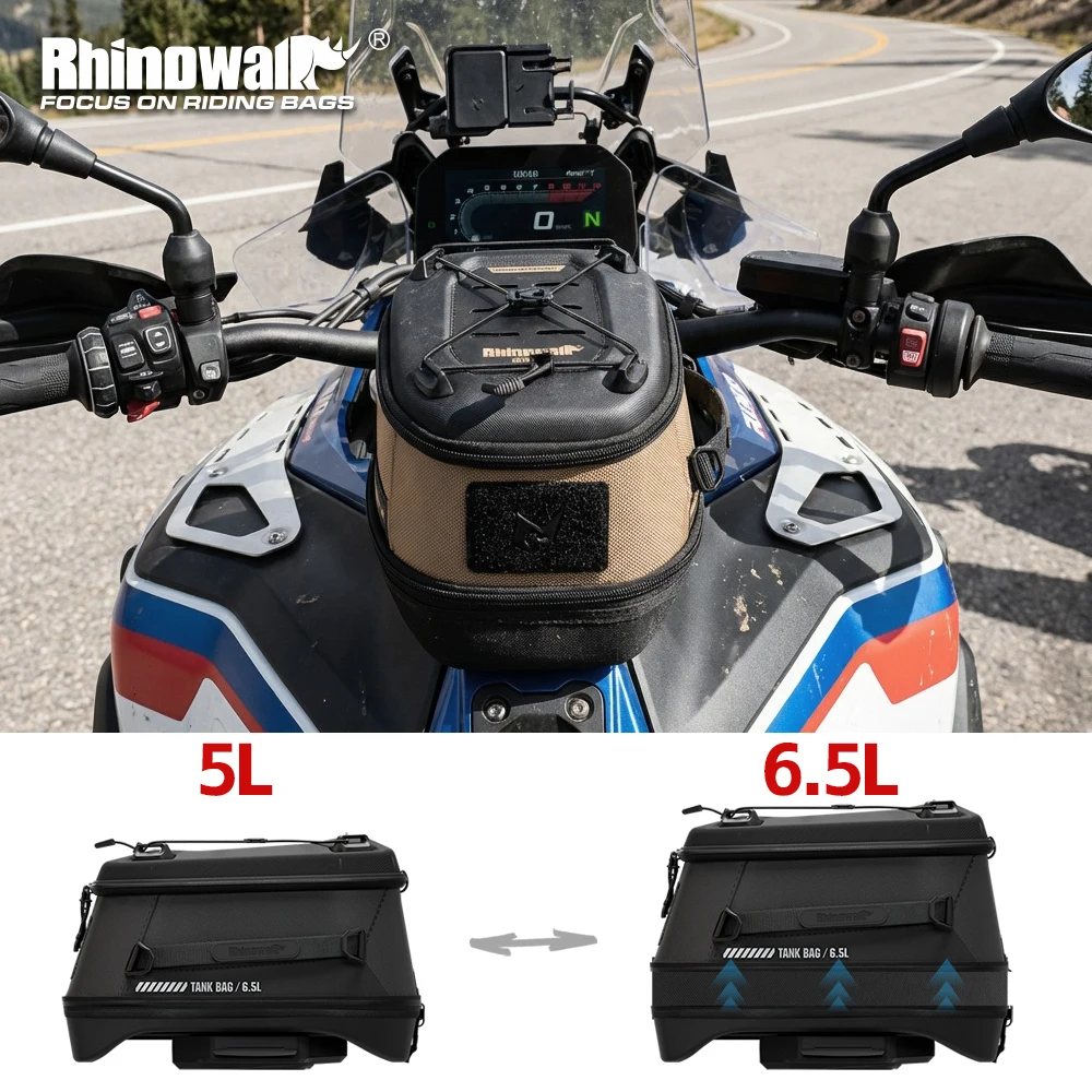 

Мотоциклетная магнитная сумка на бак Rhinowalk 6.5 л с быстрым креплением, водонепроницаемая передняя сумка для Yamaha, BMW, Honda, Ducati, CFMOTO, KTM, Benelli