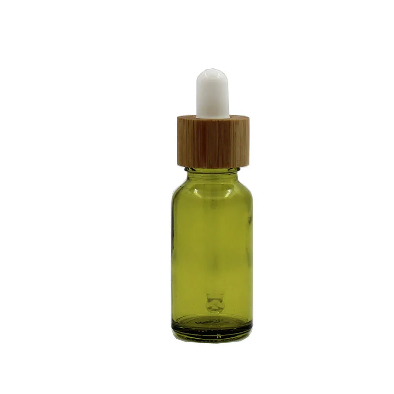 Wholesale 5 -100ml Olive-green Glass Dropper Bottles With Bamboo Lid Empty Perfume bottle Essential Oil Attar Oil Bottles