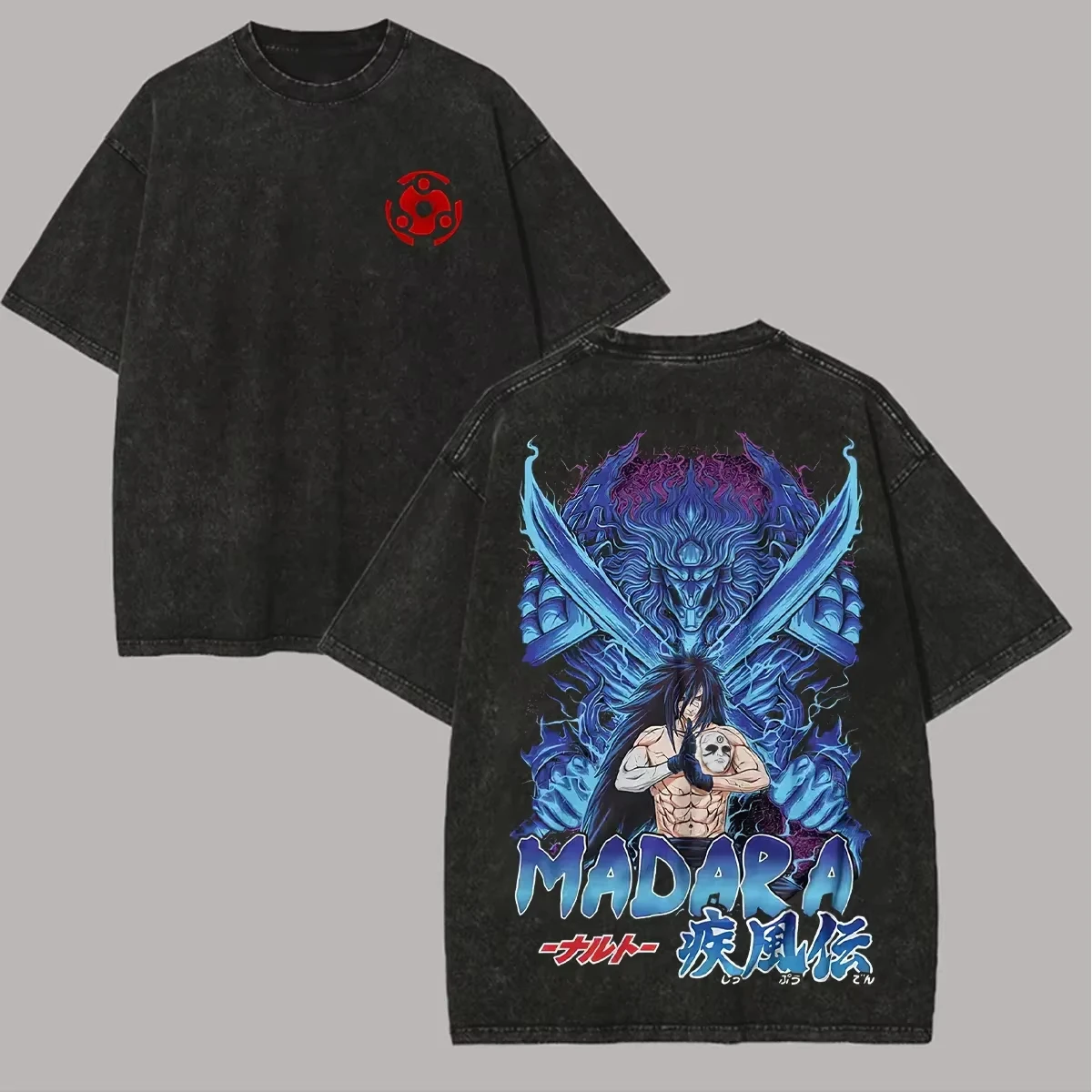 

Madara Susanoo T-shirt Naruto Shippuden Tee Vintage Washed Retro Anime Harajuku Streetwear Manga Mens Graphic Apparel