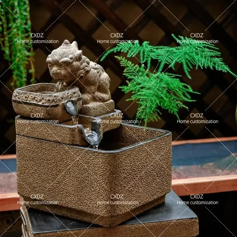 New Chinese Style Desktop Water Fountain Ornament Small Indoor Waterscape Lucky Wealth Generating Desk Landscape Decoration