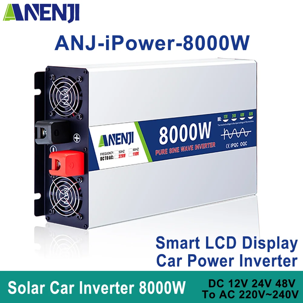 8000W Pure Sine Wave Inverter DC 4000W 12V 24V 48V AC 220Vac Power 5000W Car Inverter Converte with LED Display