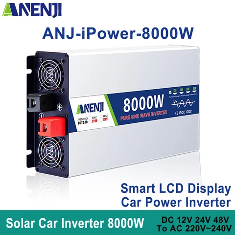 LED 디스플레이가 있는 순수 사인파 인버터, 8000W, DC 4000W, 12V, 24V, 48V, AC 220Vac, 5000W 자동차 인버터