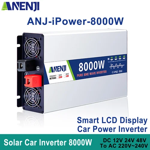 LED 디스플레이가 있는 순수 사인파 인버터, 8000W, DC 4000W, 12V, 24V, 48V, AC 220Vac, 5000W 자동차 인버터  Best5
