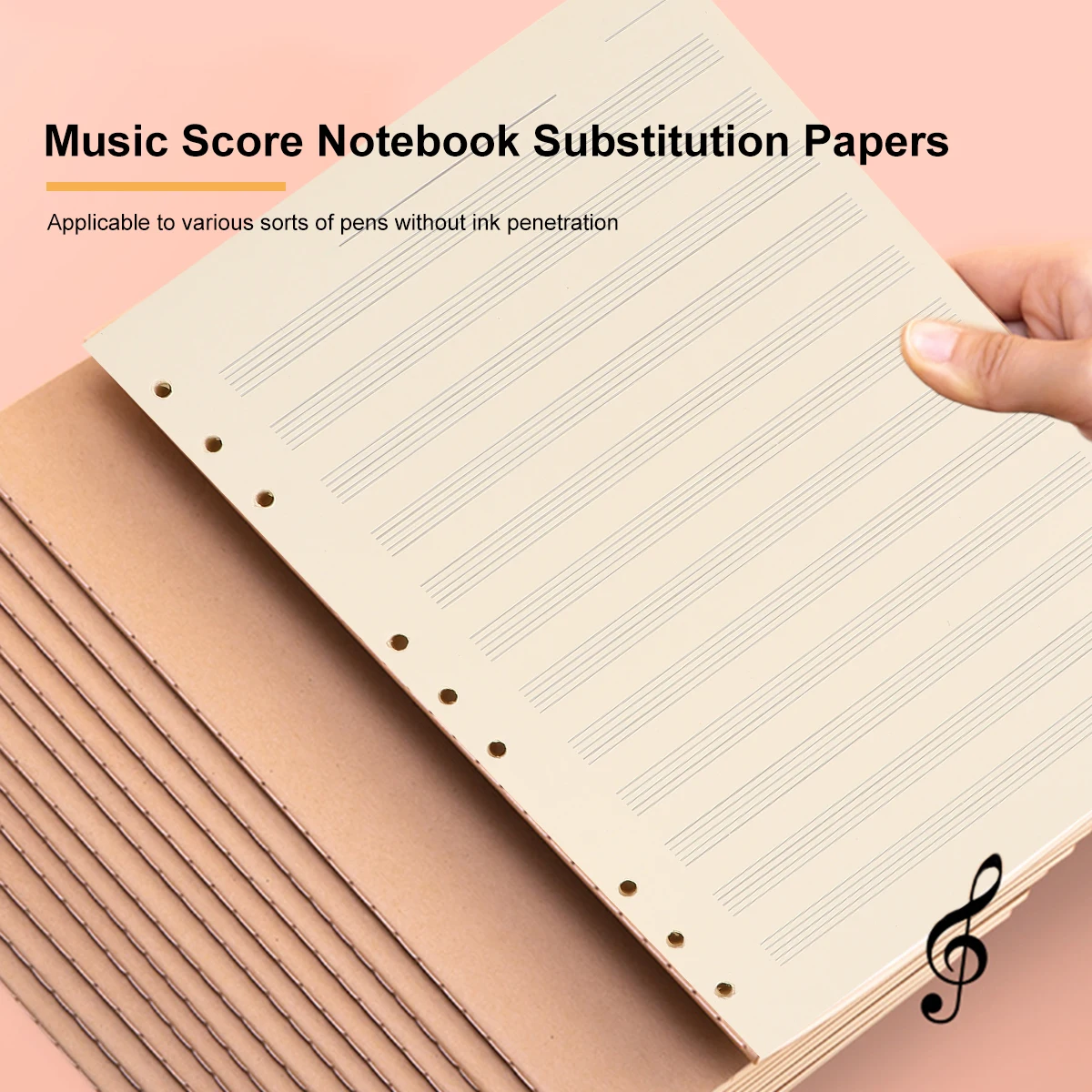 100 folhasFiveLineMusicManuscriptRefillNotebooksBlankLooseLeafPaperforMúsicos2mmLineSpacingEasyEraseNoBreakBeginnerGift