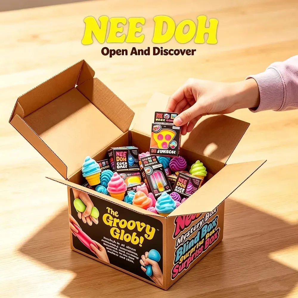 1000+PCS NeeDoh Squish Fidget Sensory Toys Assorted Mixed Slow Rebound Stress Relief Unbox Surprise Blind Box for Ages 6+