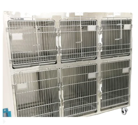 Small Portable Veterinary Kennel 304 Stainless Steel Combined Cat Dog Pet Animal Cage Button Closure Solid Pattern Breathable