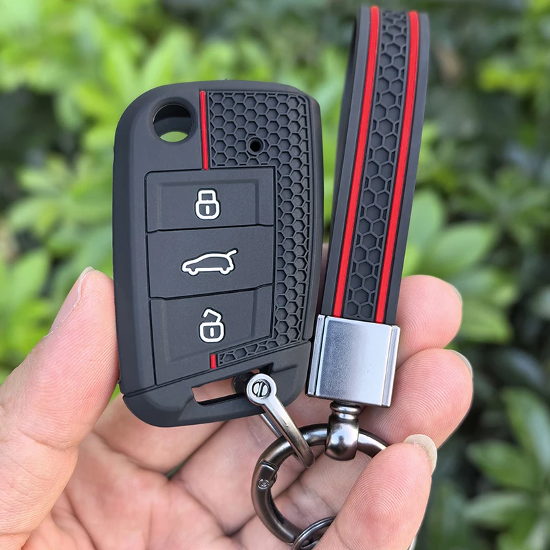 Funda de Silicona para Llaves de Coche VW Volkswagen Golf 7 MK7 Tiguan MK2 T-roc T-cross Skoda Octavia Kodiaq Karoq Seat Ateca Leon