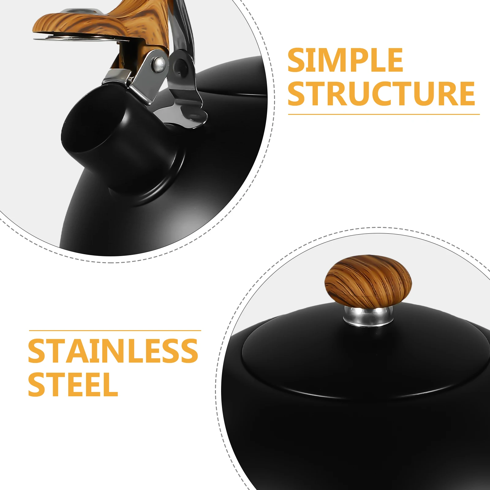 

Wooden-handled Kettle Whistle Teakettle Stainless Steel Kettle Household Kettle Home Tea Kettle