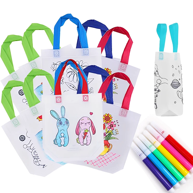 Children Painting Toys Double Sided Graffiti Bag Non-woven with Markers Early Childhood Education Kids Puzzle Drawing Toys TMZ