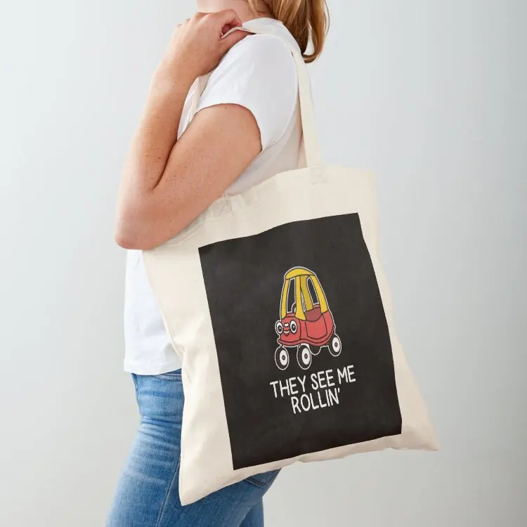 

(Version for DARK COLORED Items) THEY SEE ME ROLLINa (Kidas Toy Car) Tote Bag Eco bag bags luxury women Cloth bag