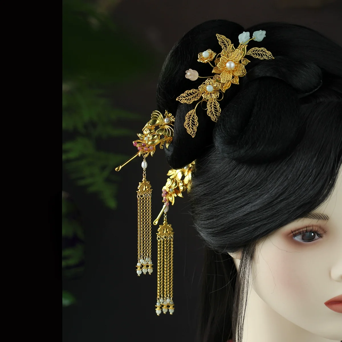 

Vintage Chinese Style Hand Carved Hair Jewelry Tiara Pins Necklace Original Designs Hanfu Accessories Drama Performance HZXZ