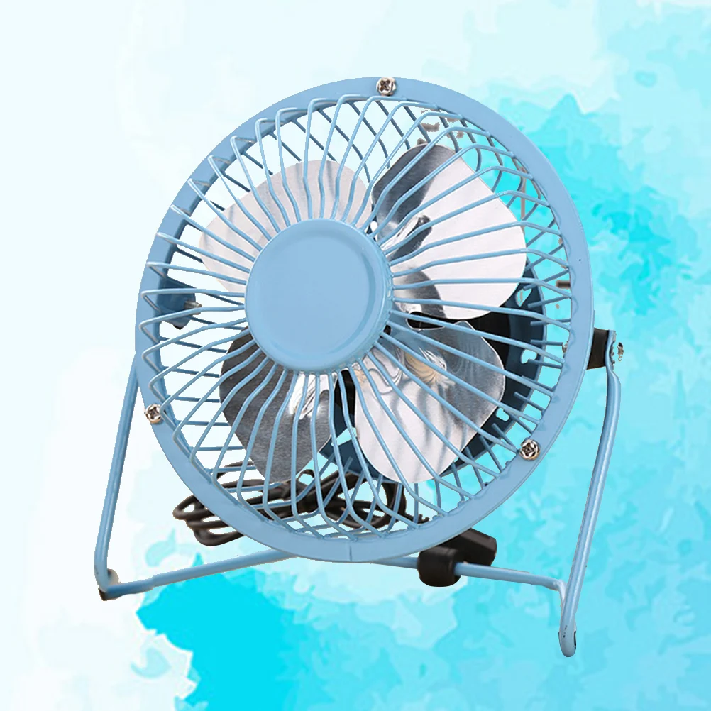 

4 Inch Mini Electric USB Sturdy Metal Frame Adjustable Stand Portable Cooling for Home Office Blue Mini Floor Fan for Laptop