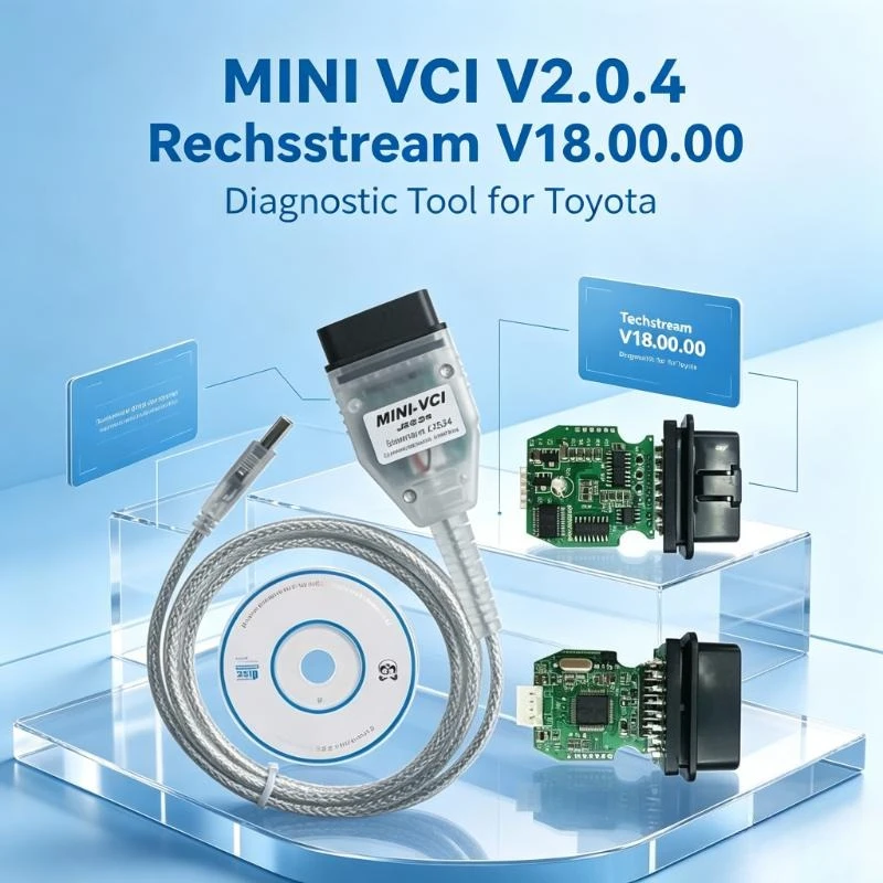 MINI VCI V2.0.4 Real Firmware J2534 Techstream V18.00.00 FTDI FT232RL Diagnostic Tool For Toyota MINIVCI Supports K-Line/CAN-BUS