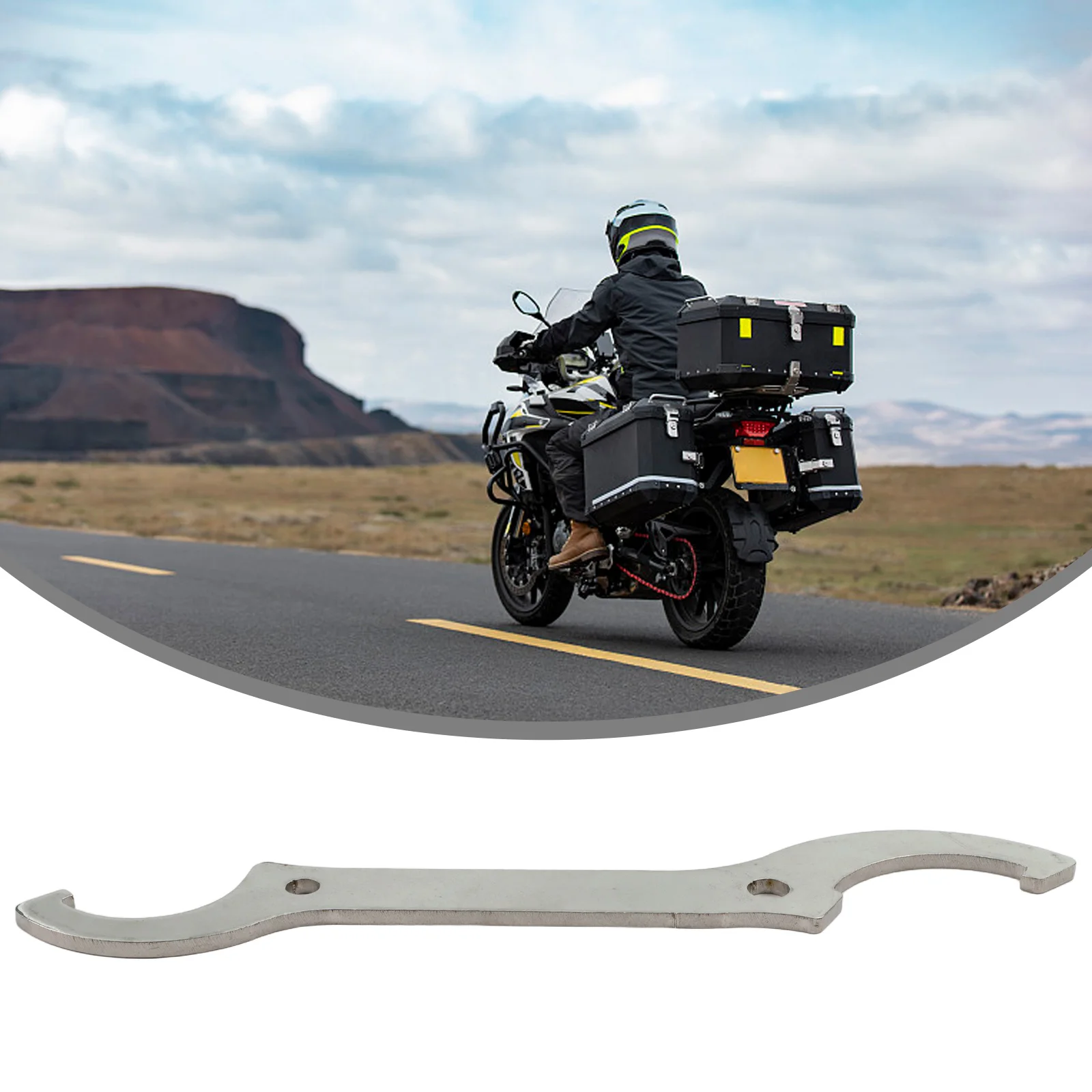 Motorcycle Rear Shock Absorber Adjuster Wrench Stainless Steel 2 In 1 Tool For Dirt Bike Steering Column Screw Removal