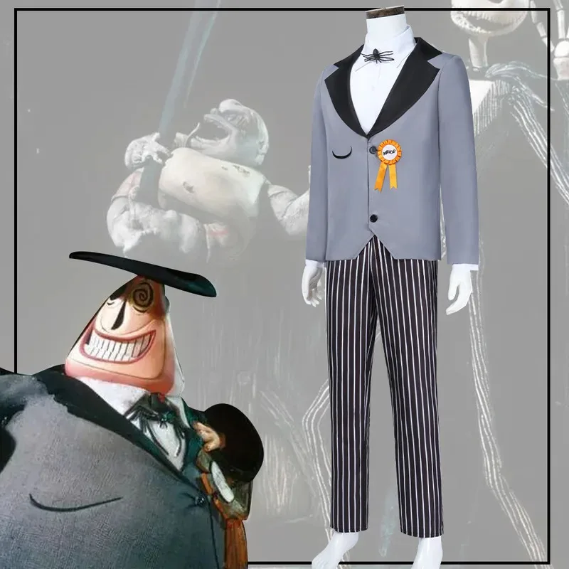 Disfraz de Cosplay del alcalde de Navidad, uniforme elegante, pantalones a rayas negras, chaqueta, disfraz para hombres, traje de juego de rol de Carnaval de Halloween hh:5