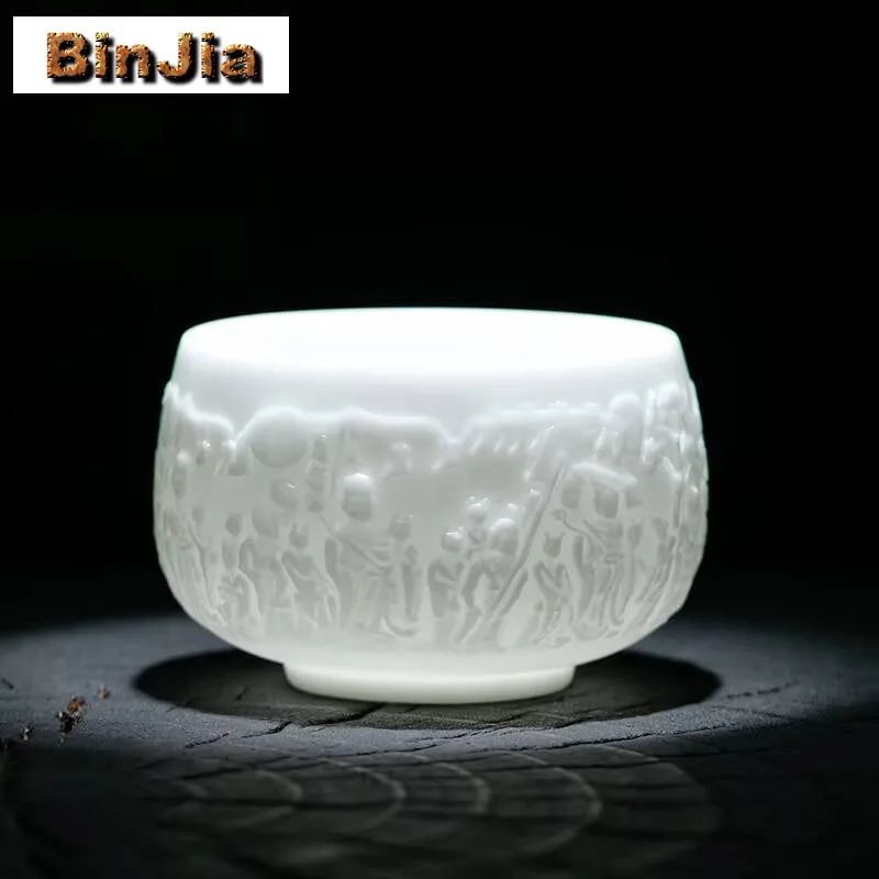 170 مللي الراقية الجليد البذور اليشم الخزف فنجان الشاي الإغاثة دونهوانغ بوذا ماستر كوب الشخصية تشازان تذوق وعاء الشاي الكونغ فو مجموعة #1