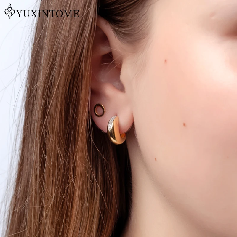 925 Silver Needle Micro-paved Zircon Broad Bean C-shaped Stud Earrings Vintage Earrings For Women Fashion Party Jewelry Gifts