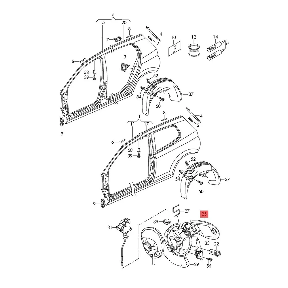 غير فتيلة أسود أحمر خزان الوقود الغاز حشو غطاء الباب غطاء رفرف غطاء لشركة فولكس فاجن جولف MK6 GTI 2009 2010 2011 2012 2013 5K6809857C GRU #5