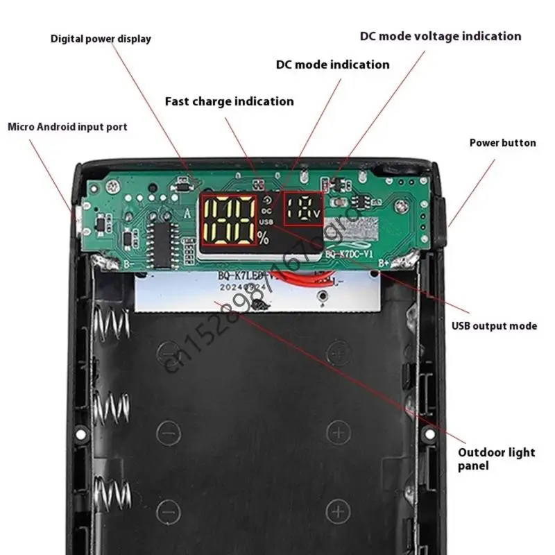 7Slot 18650 حالة البطارية الجهد القابل للتعديل 7pcs 18650 قذيفة حامل البطارية للأجهزة الإلكترونية للتخييم في الهواء الطلق 634A #2
