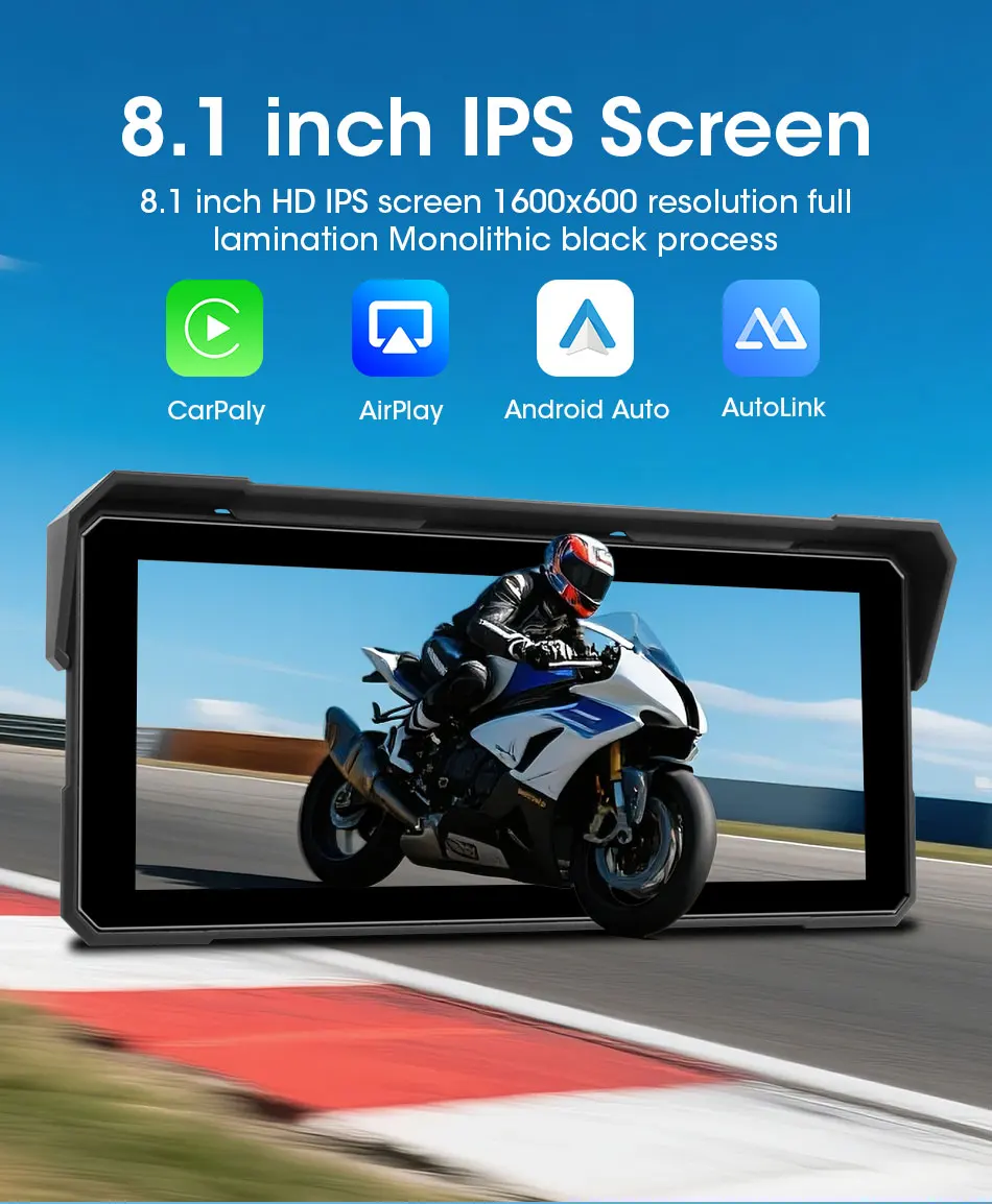 Srnubi Motorrad Carplay Android Auto IP67 Wasserdichte Digitale Motorrad Dashboard Bildschirm GPS Navigation Motorrad Zubehör – Detail 2