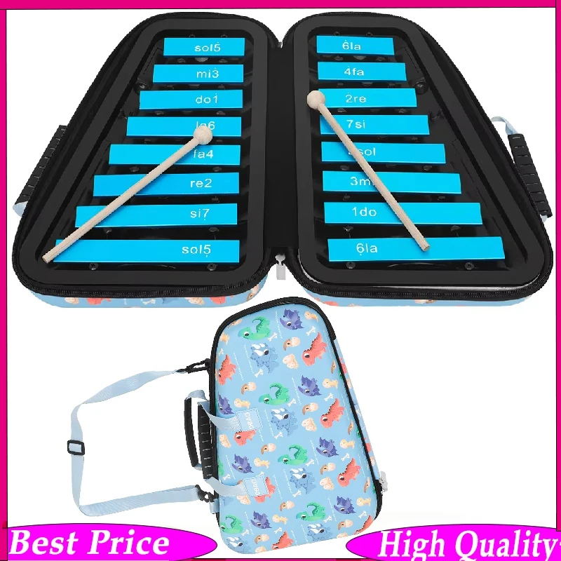 

16 Tone Glockenspiel Xylophone Professional Percussion Instrument Carillon Kids Early Education Music Gifts with Dinosaur Box