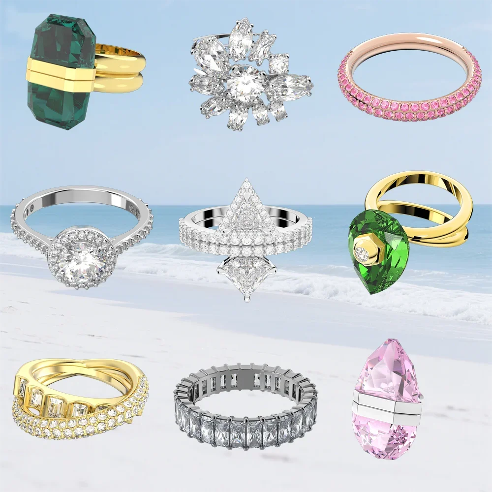 

Женское модное кольцо, универсальное и модное, инкрустированное великолепными цветными драгоценными камнями, подходит для влюбленных в качестве подарка.