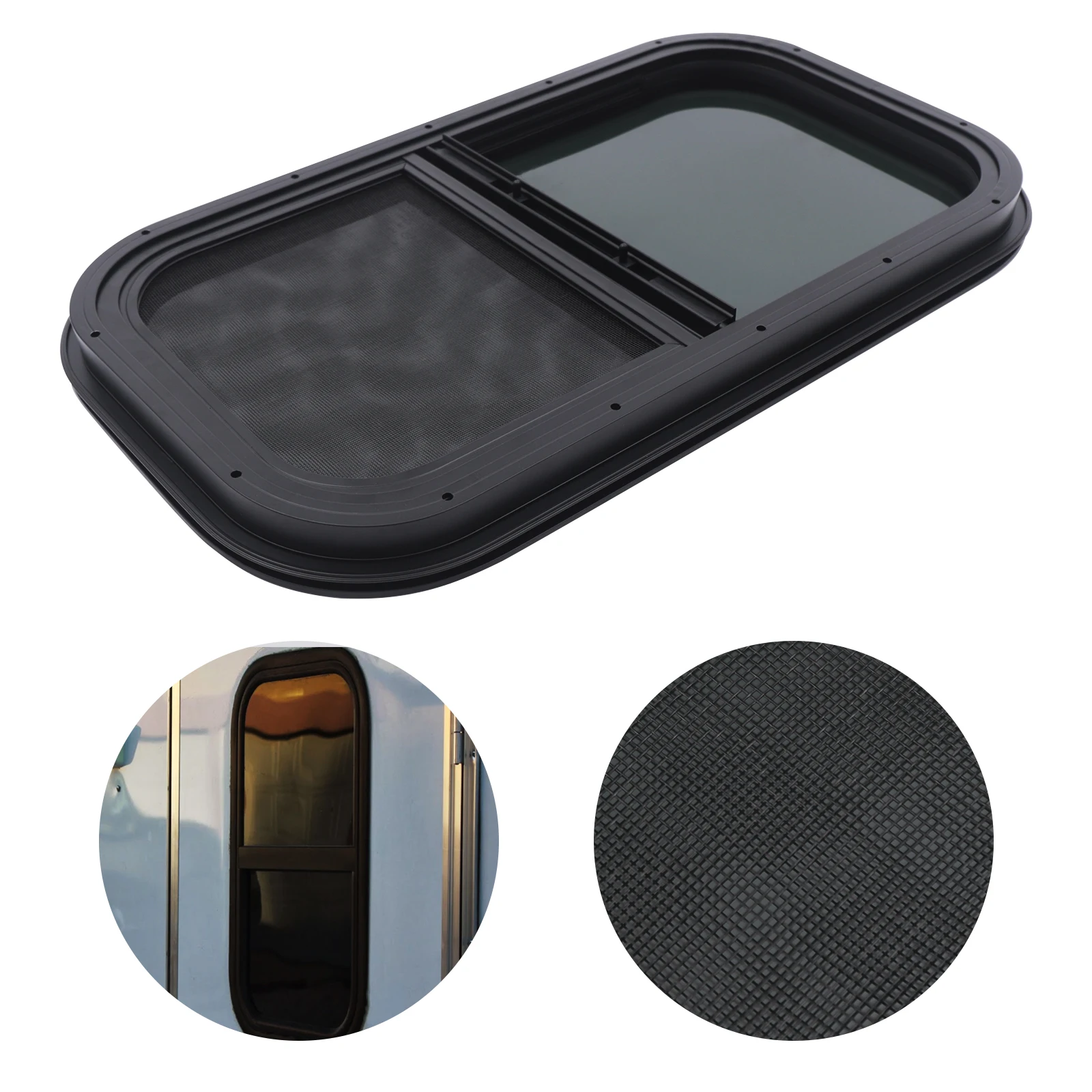 12 "x22"RV Vertical Sliding Window  With Installation Decorative Ring and Screws  for RVs Trailers