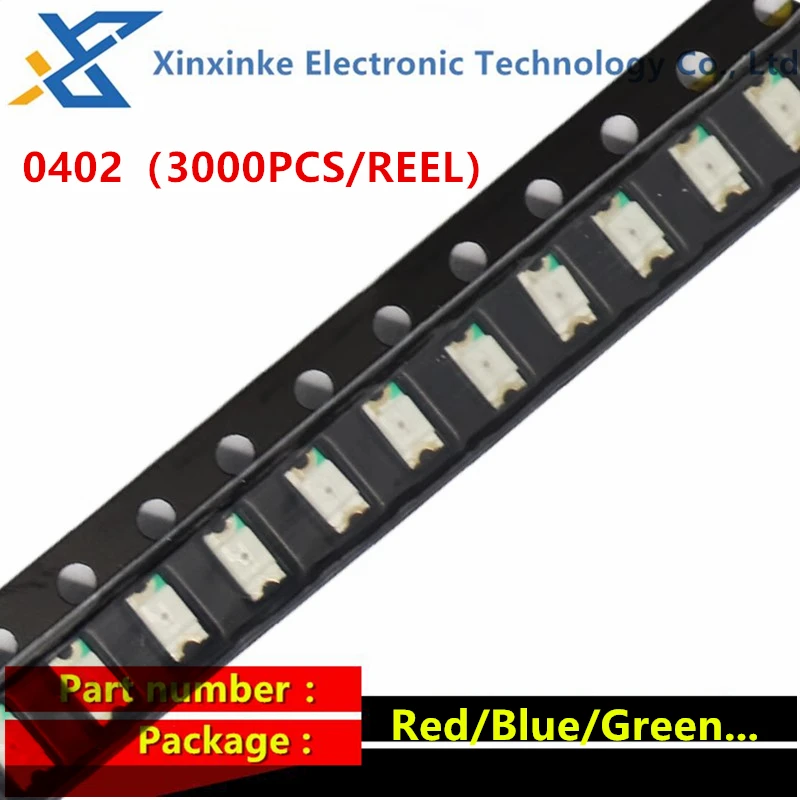 3000PCS/REEL 0402 SMD Light LED Light Emitting Diode Red Yellow Emerald-Green White Blue Orange  Pink Purple Yellow-green