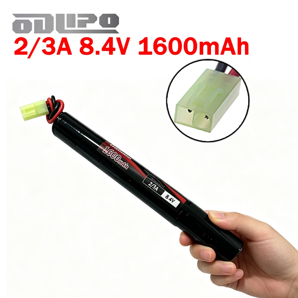 2/3A 8.4V 1600mAh NiMH Airsoft Gun Battery /USB Charger + Mini Tamiya Plug For Airsoft Guns Cyma AK47 AEG'S rosman Pulse R76