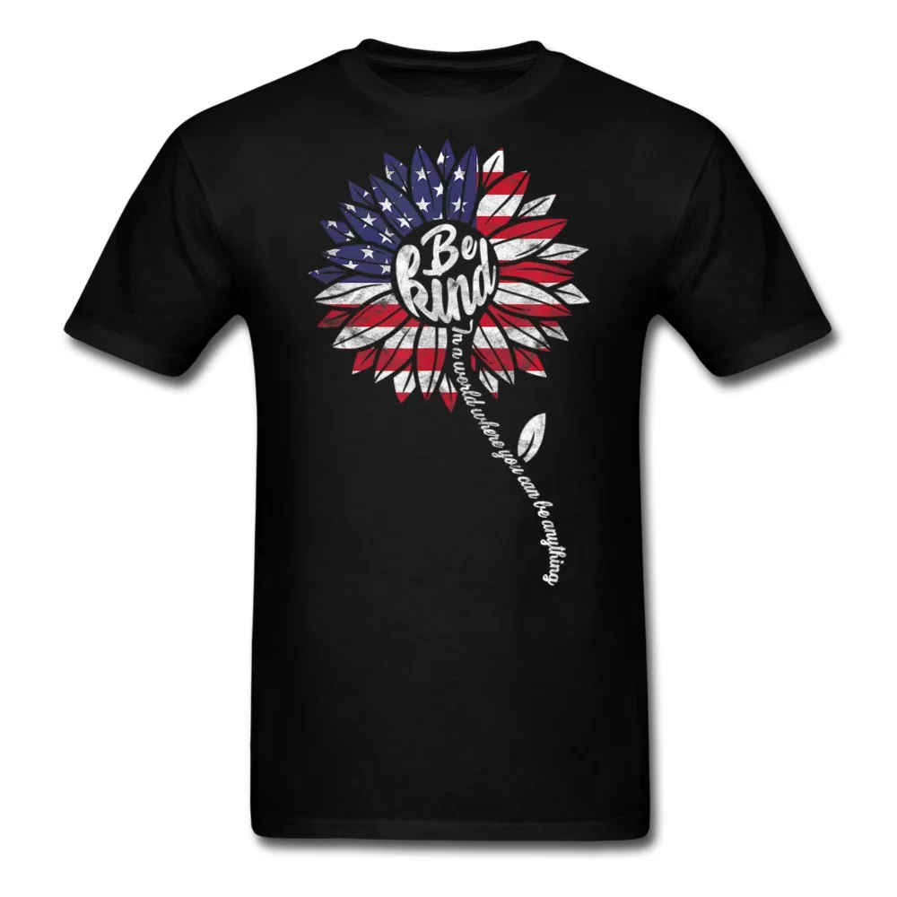 Kindness Sunflower shirt USA Flag 4th of July Patic Flower Be Kind T-Shirt