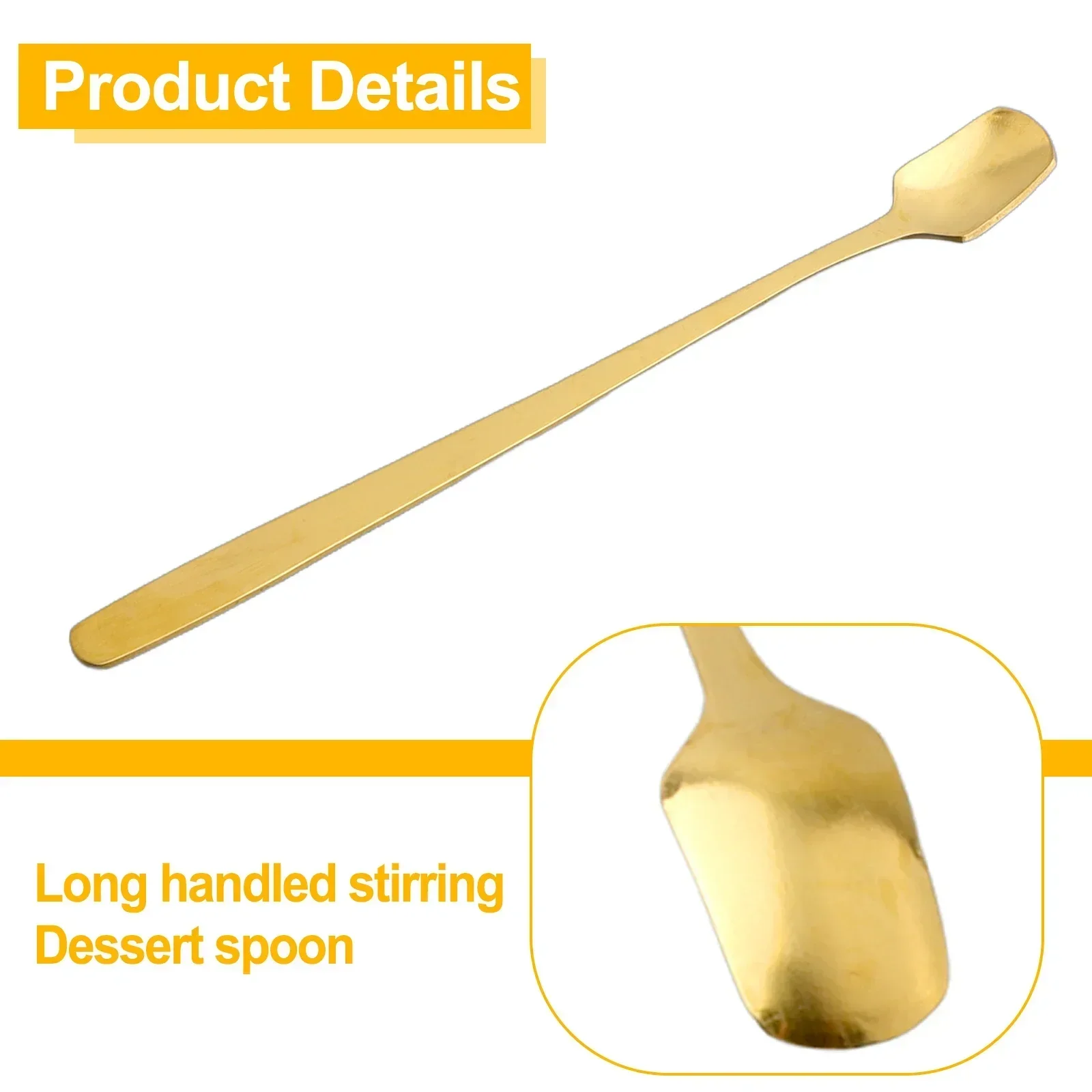 17/15cm Long Handle Coffee Stirrers Spoon New Stainless Steel Gold Silver Spoon Teaspoon For Kitchen Bar Drinks Muddler Stirrer