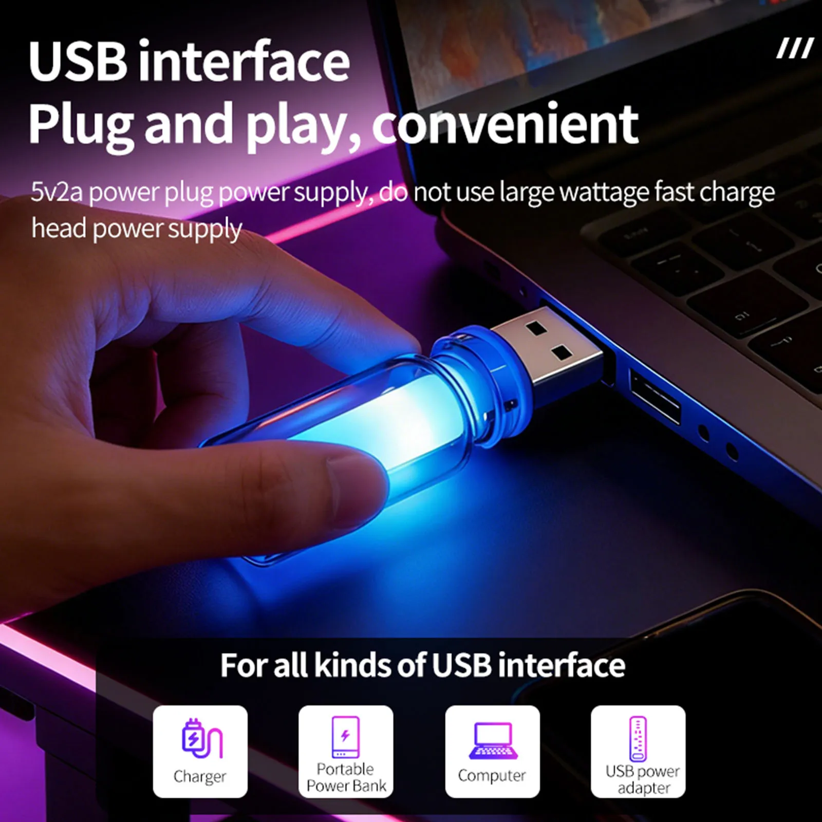 Interior Car LED Lights Glass Bottle Design USB LED Lights Simulated Flame for Gaming Setups and Room Ambiances Use