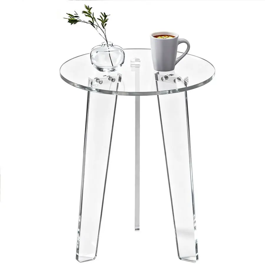 

Coffee Table Round, Sofa Side Table Mid Century Modern End Table for Living Room, Bedroom, Office, 15.7 W 19.7 H Clear, Small